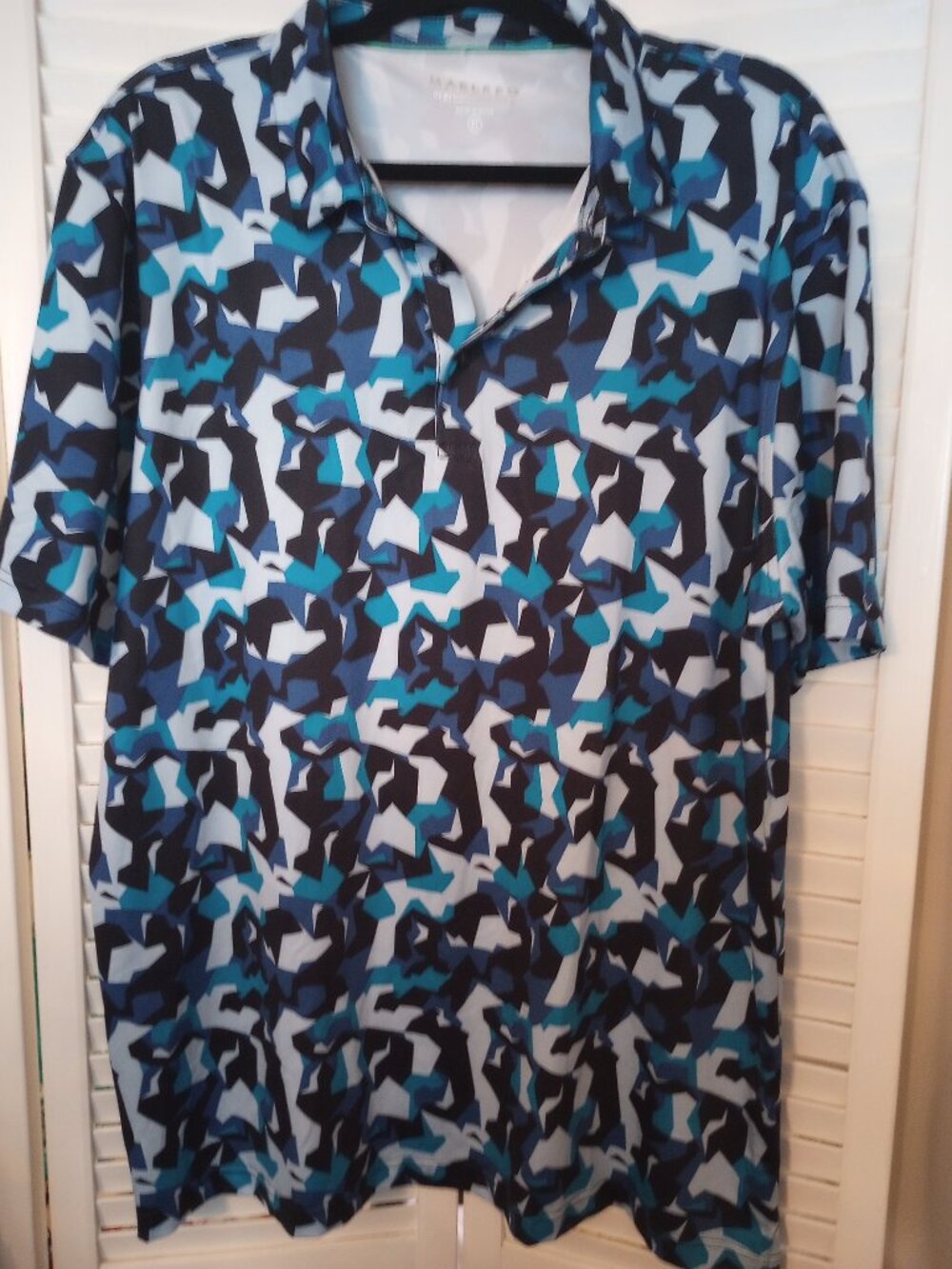 Maelreg Performance Polo Shirt Mens XL‎ Blue Pattern Golf
